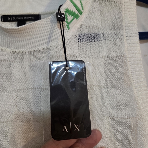 Armani Exchange Lg White Checker Sheer Knit Tank NWT - Picture 5 of 12